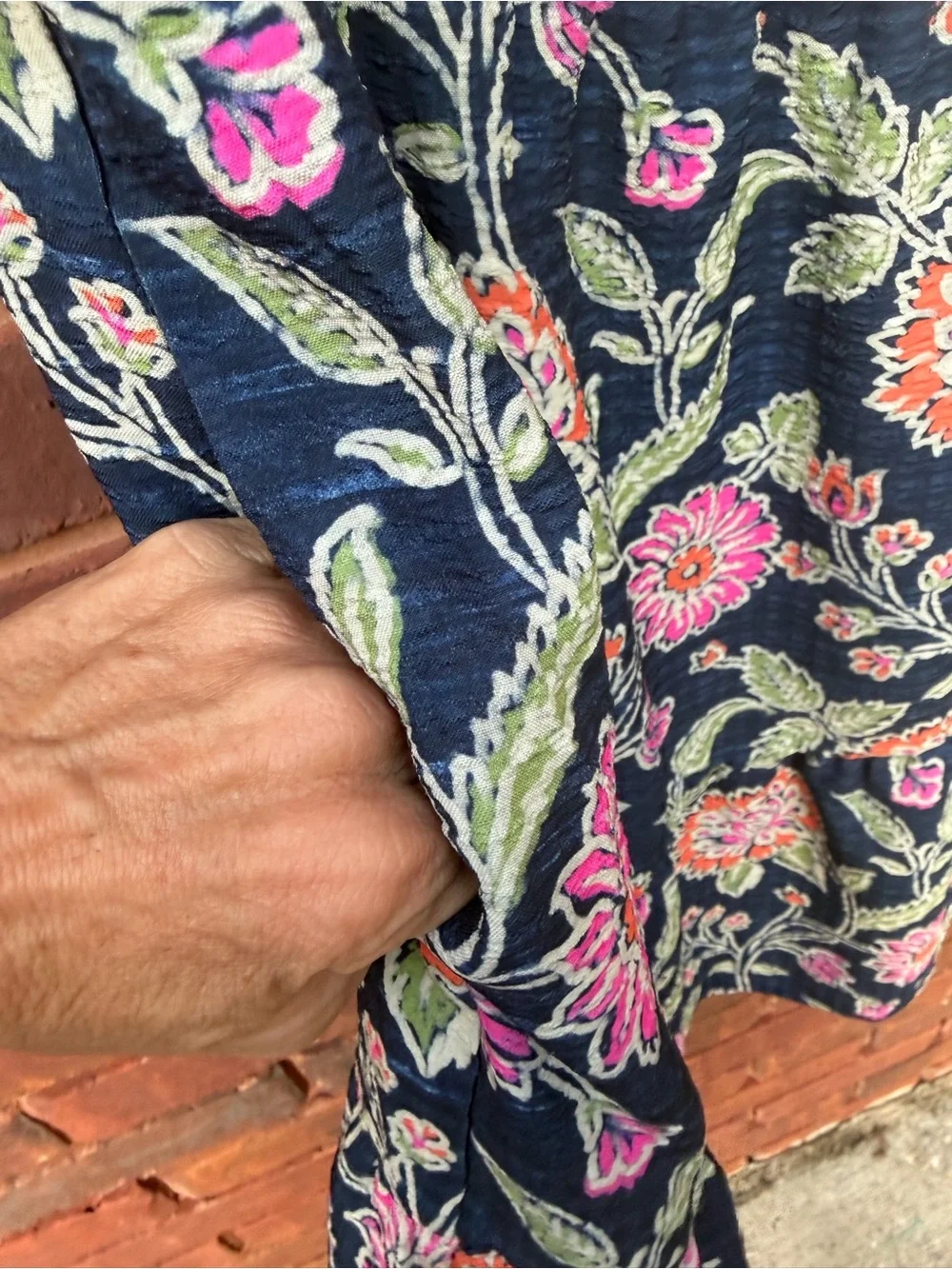 THML Dress Mini Floral Teacher Navy Puff Sleeve Boho Glam Chic Medium
